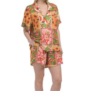 Colorful Floral Print shirt and short set